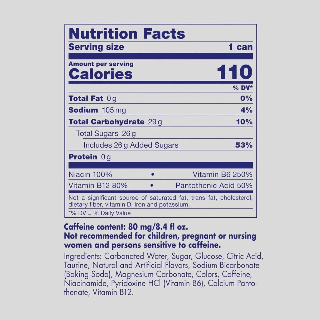 Energy Drink with 80Mg Caffeine plus Taurine & B Vitamins, 8.4 Fl Oz, 6 Packs of 4 Cans (Pack of 24)