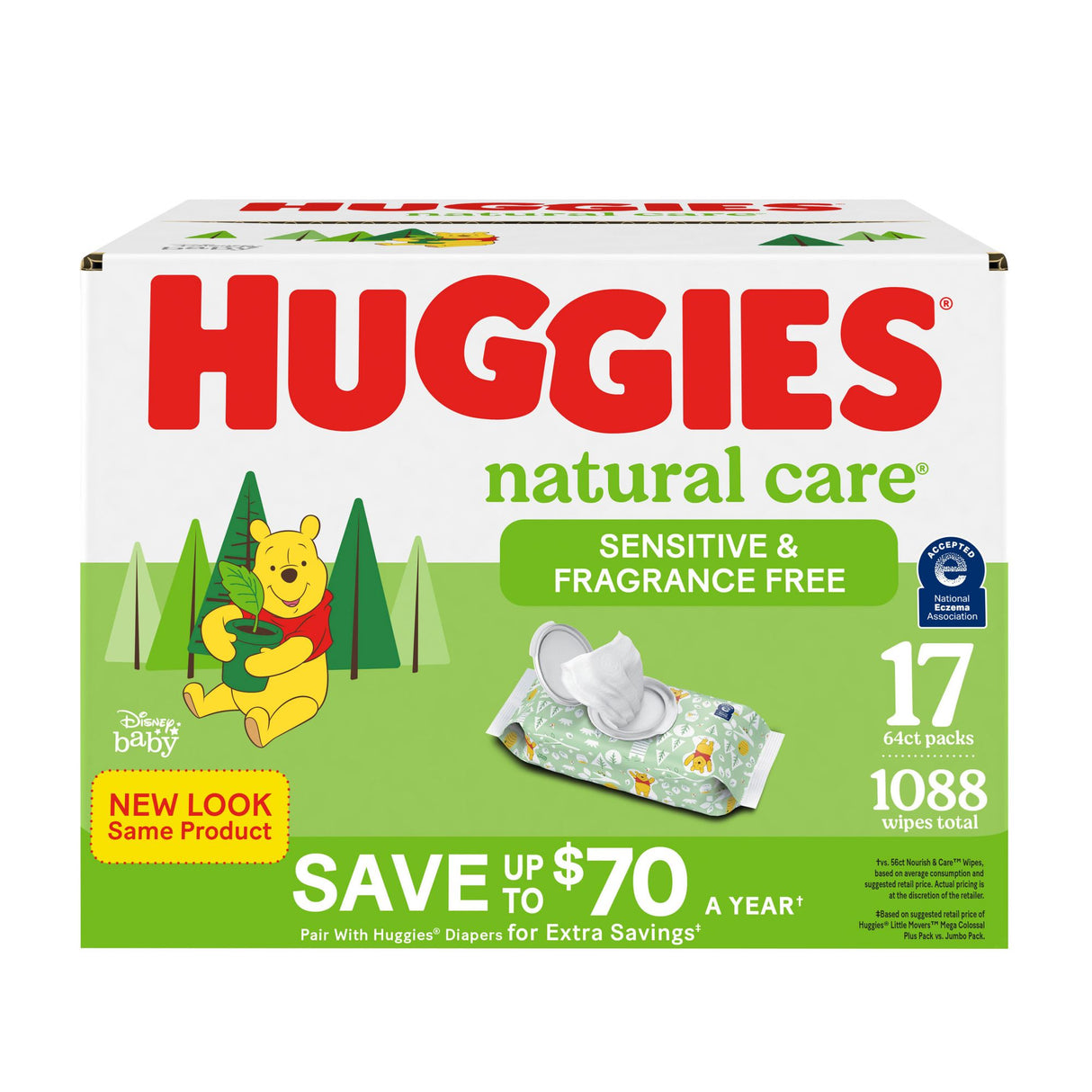 Huggies Unscented Natural Care Sensitive Baby Wipes 1088 count