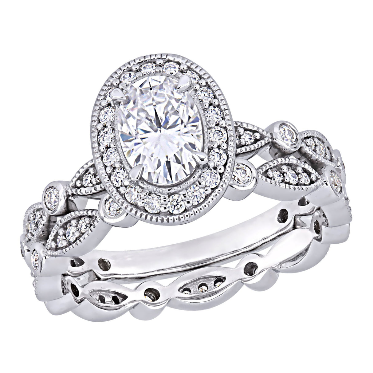 Moissanite Halo Infinity Engagement Ring 1.5 ct White Gold