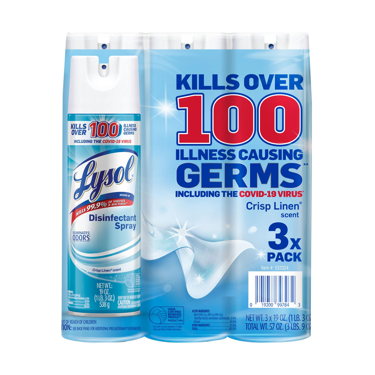 Lysol Disinfectant Spray Crisp Linen 3 pack