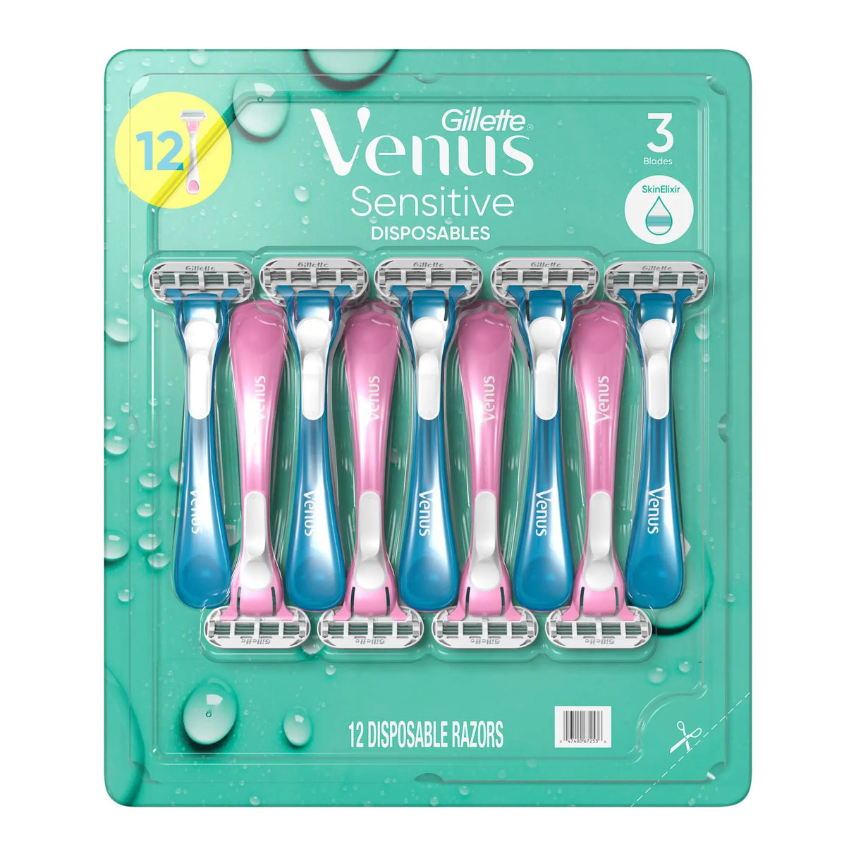 Gillette Venus Sensitive Disposable Razors (12-Pack) | Gentle Smooth Shave Venus