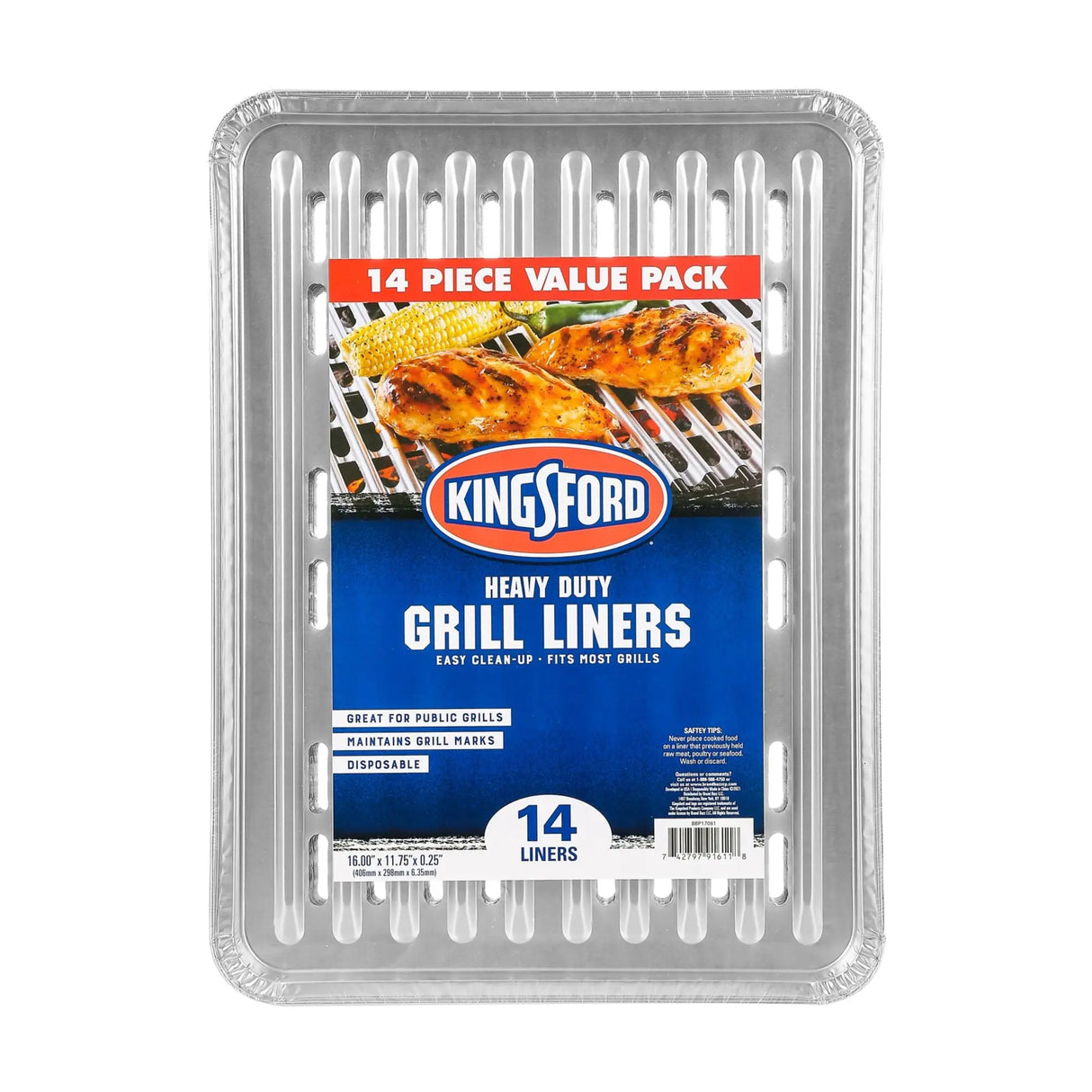 Kingsford Aluminum Grill Liners (14-Pack) | Heavy-Duty Non-Stick BBQ Protection Kingsford