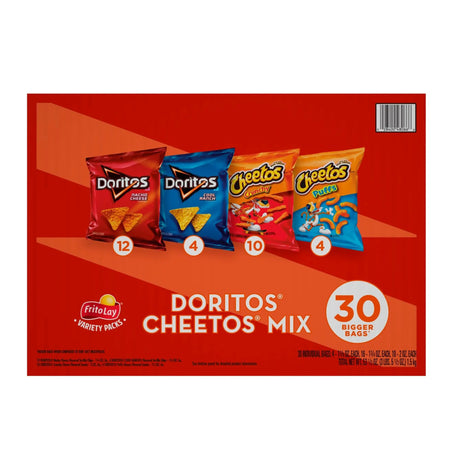 Doritos & Cheetos Variety Pack (30-Pack) | Crunchy Cheese Snack Mix Frito-Lay