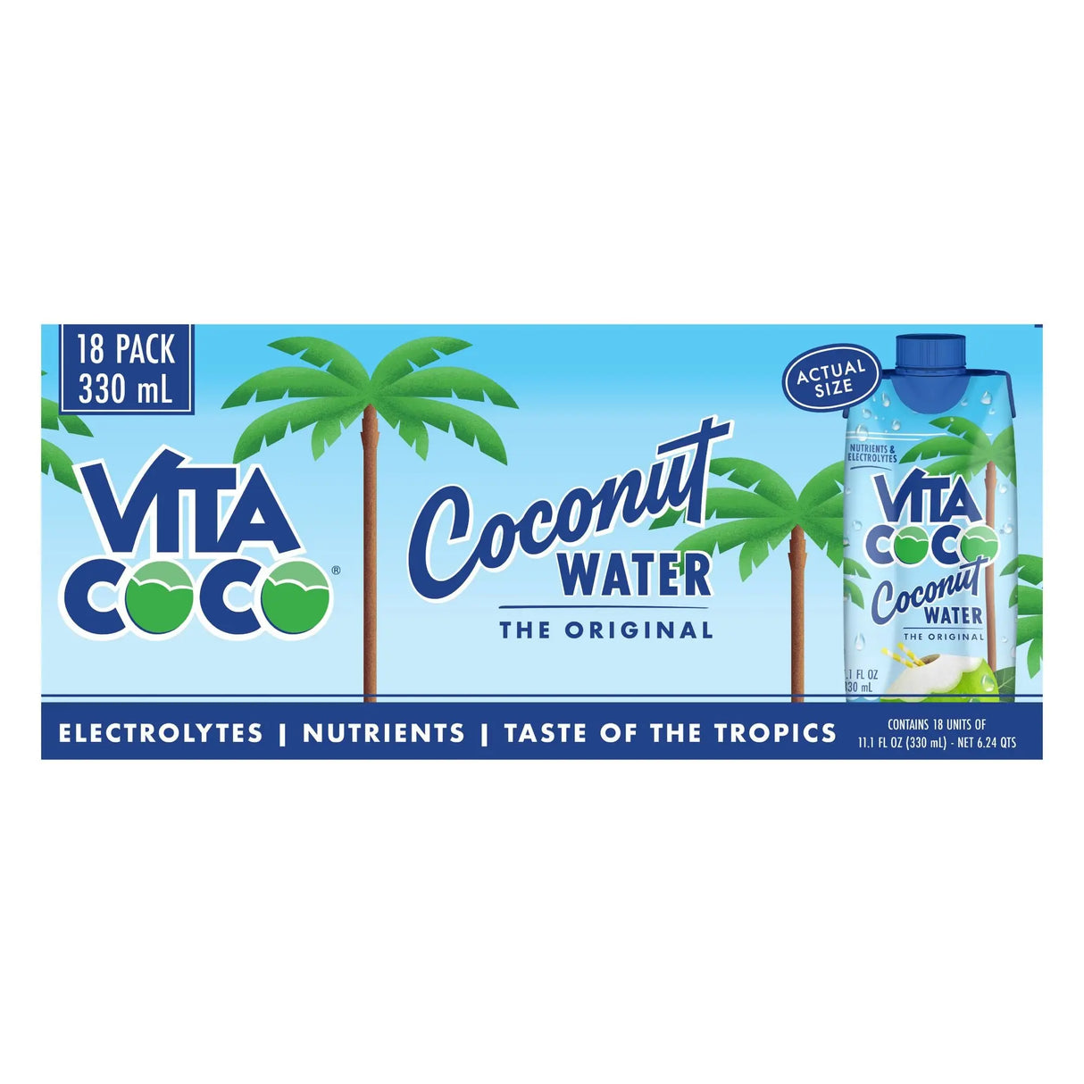 Vita Coco Coconut Water (18-Pack, 330 ml Each) | Hydrating, Electrolyte-Rich Refreshment Vita Coco
