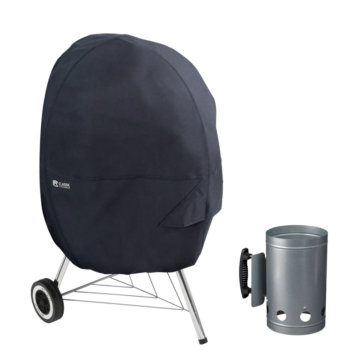 Classic Accessories BBQ Grill Cover (26.5", Water-Resistant) | Fits Kettle Grill & Chimney Classic Accessories