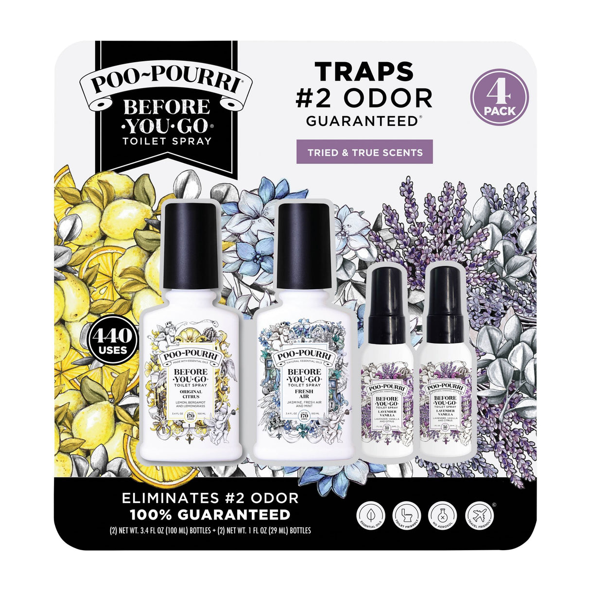 Poo~Pourri Before-You-Go Toilet Spray four pack
