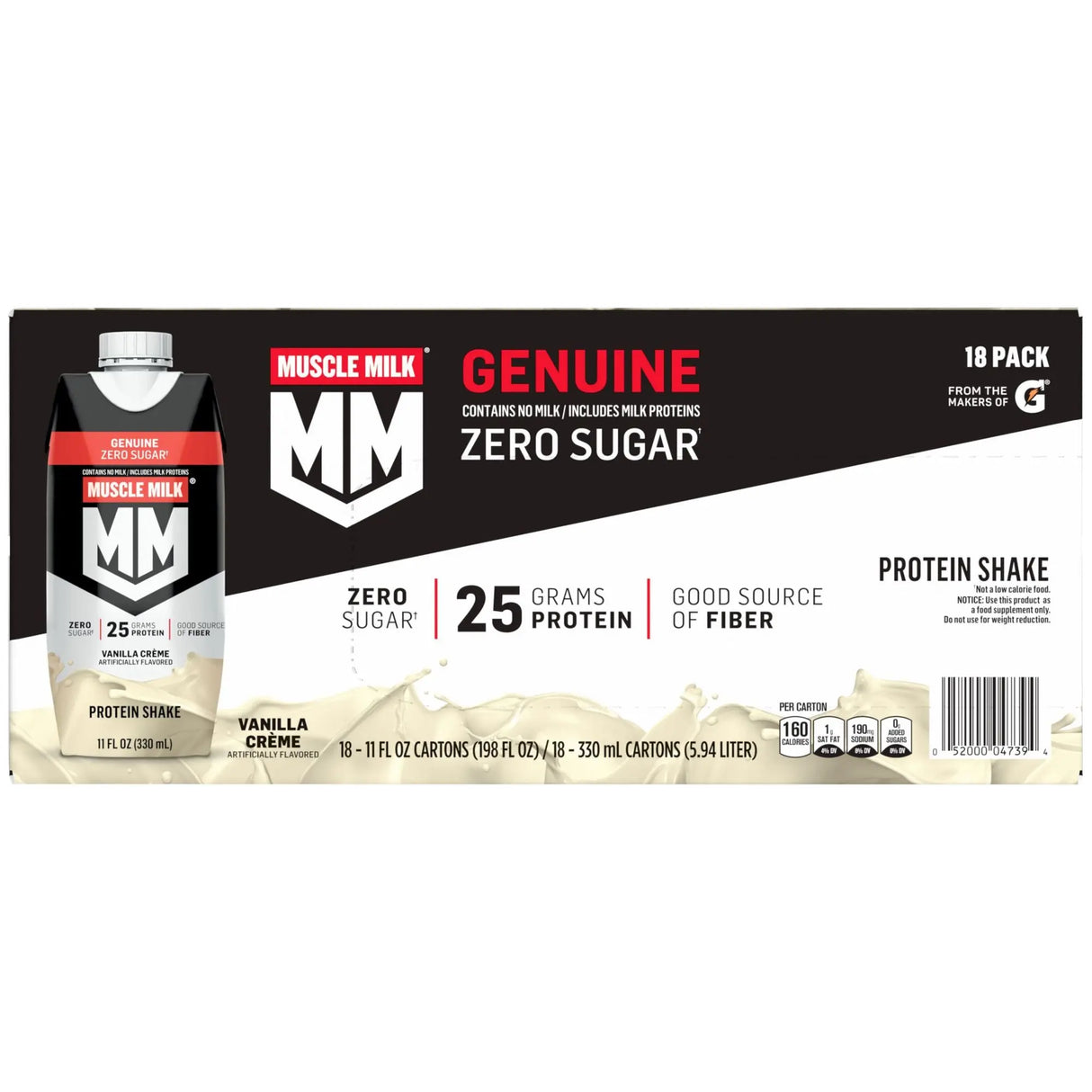 Muscle Milk Genuine Vanilla Protein Shake (18-Pack, 11 oz Each) | 25g Protein for Muscle Recovery Muscle Milk
