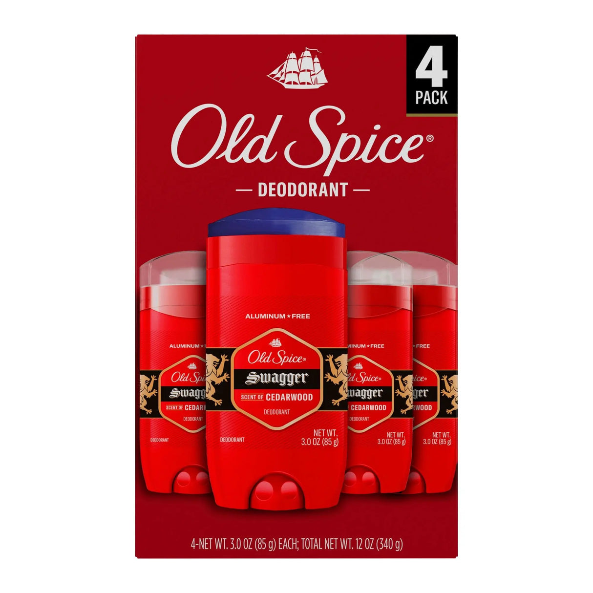 Old Spice Swagger Deodorant (4-Pack, 3 oz Each) | Aluminum-Free Long-Lasting Freshness Old Spice