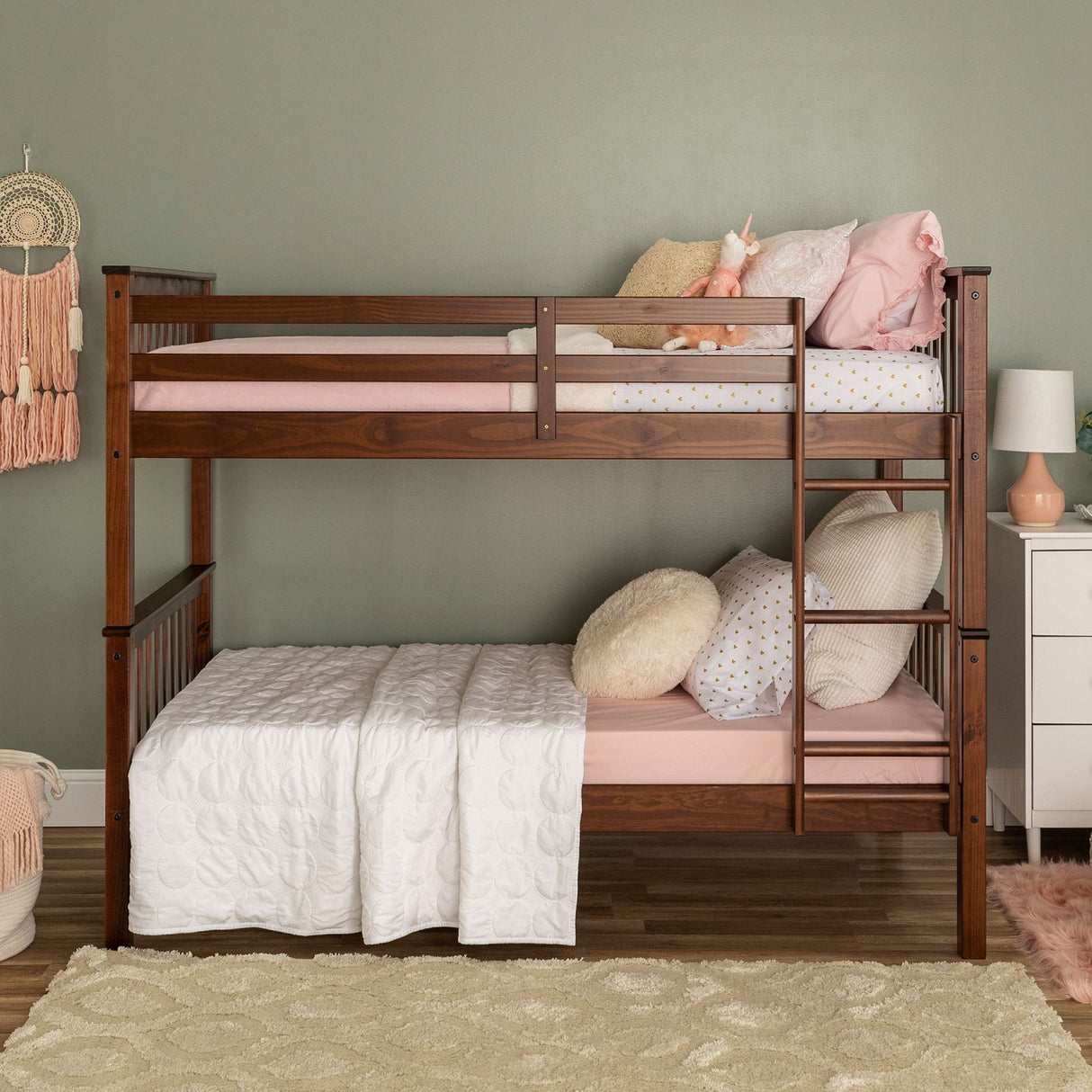 W. Trends walnut mission style twin bunk bed