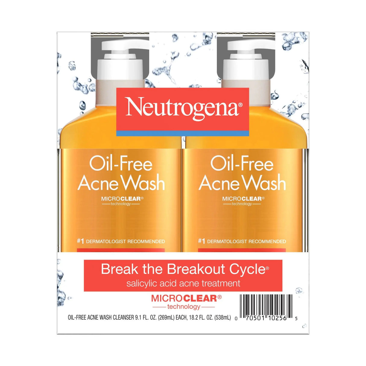 Neutrogena Salicylic Acne Face Wash (2-Pack) | Oil-Free Blemish Control Neutrogena