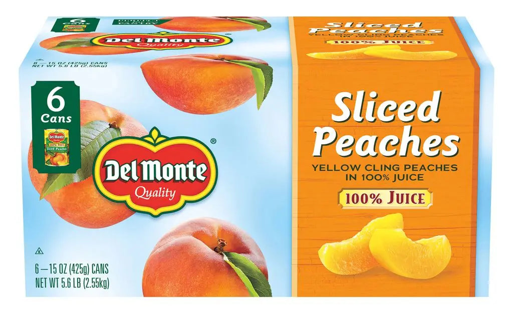 Del Monte Peaches in 100% Juice (6-Pack, 15 oz Each) | Sweet, No Sugar Added Fruit Del Monte