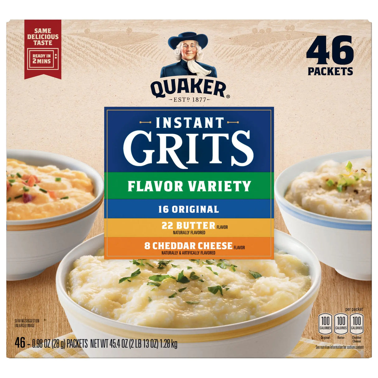 Quaker Instant Grits (46 pk.) | Quick, Savory Breakfast Option Quaker