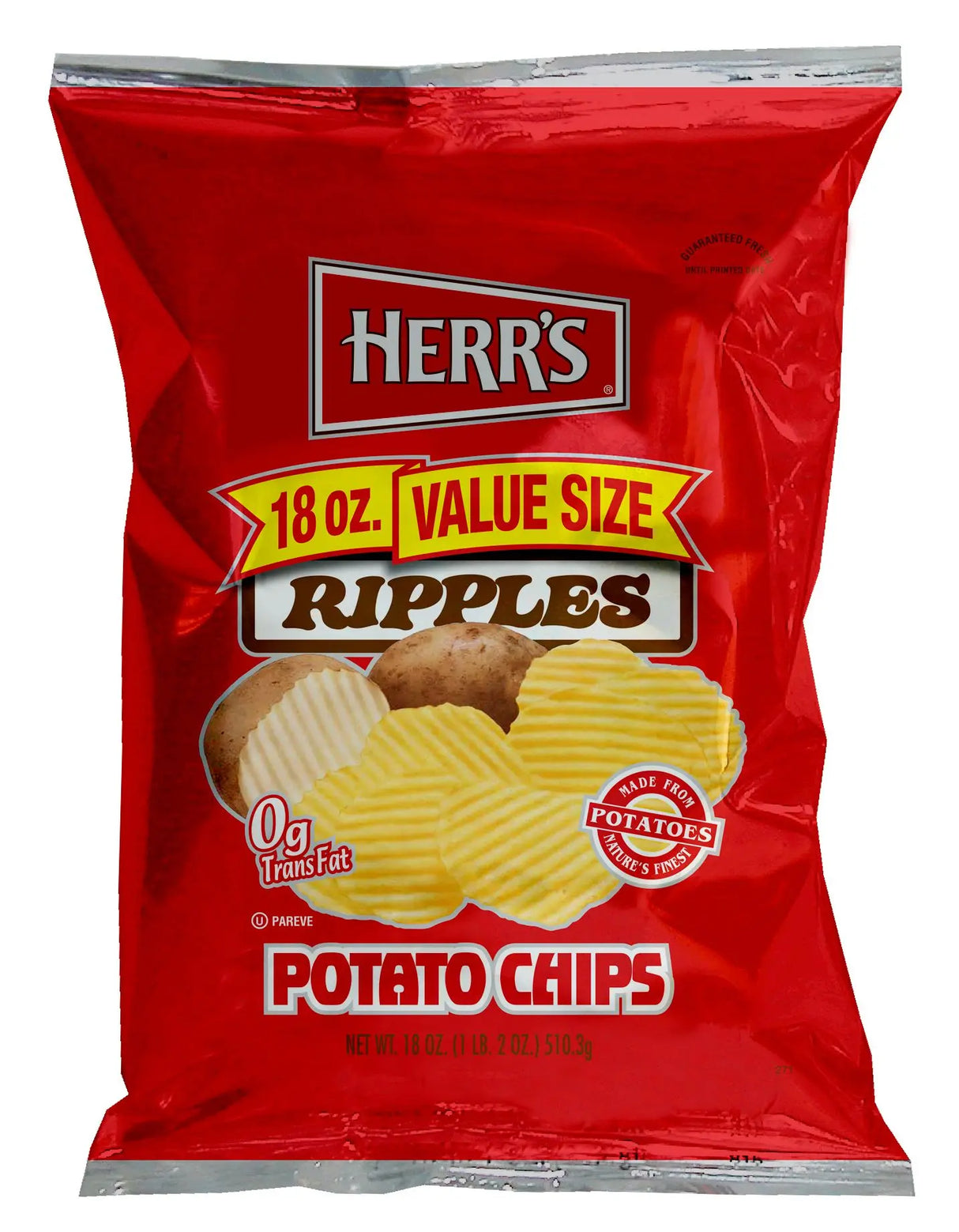 Herr's Ripple Potato Chips (18 oz) | Extra Crunch Flavorful Waves Herr's