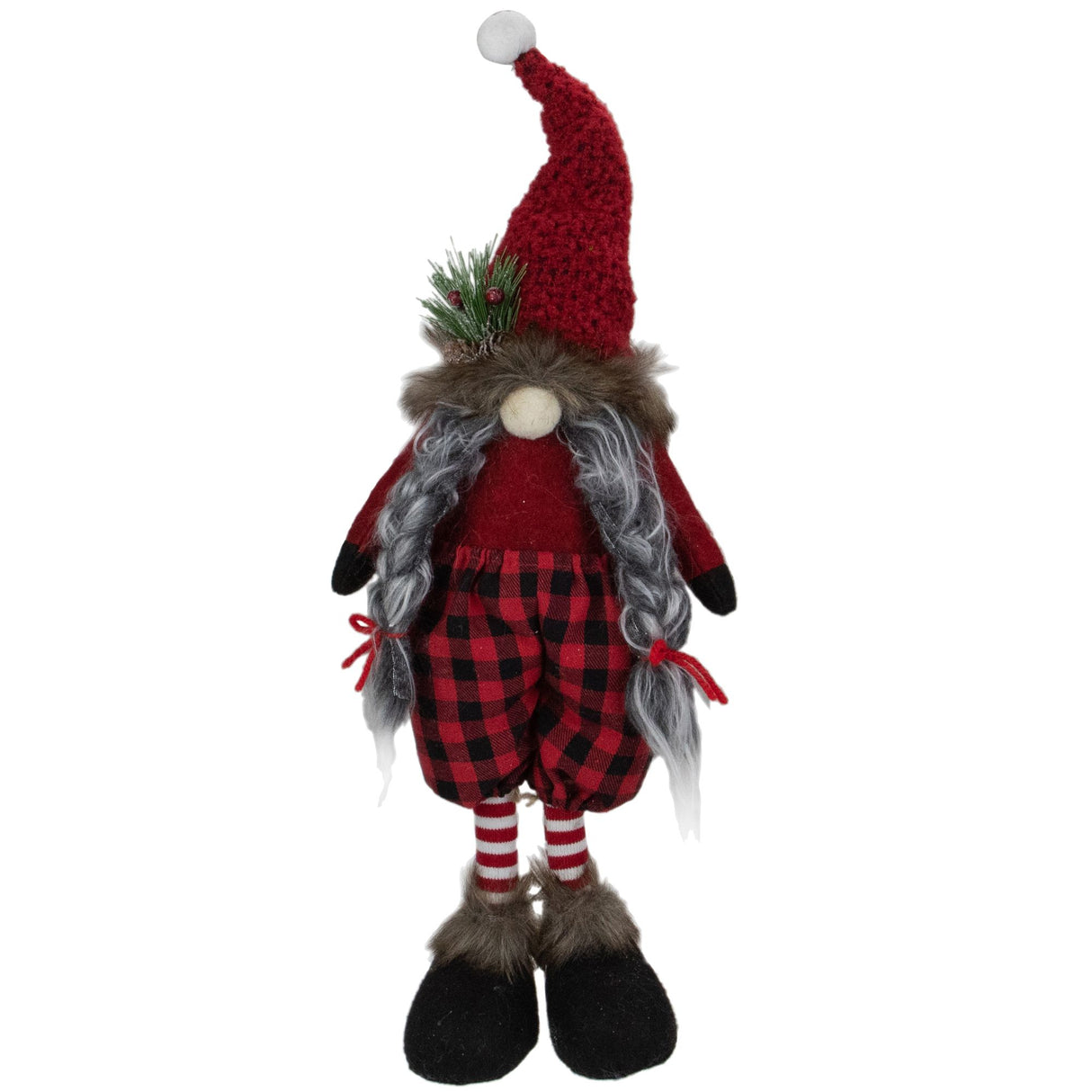 17 inch buffalo plaid girl gnome figure