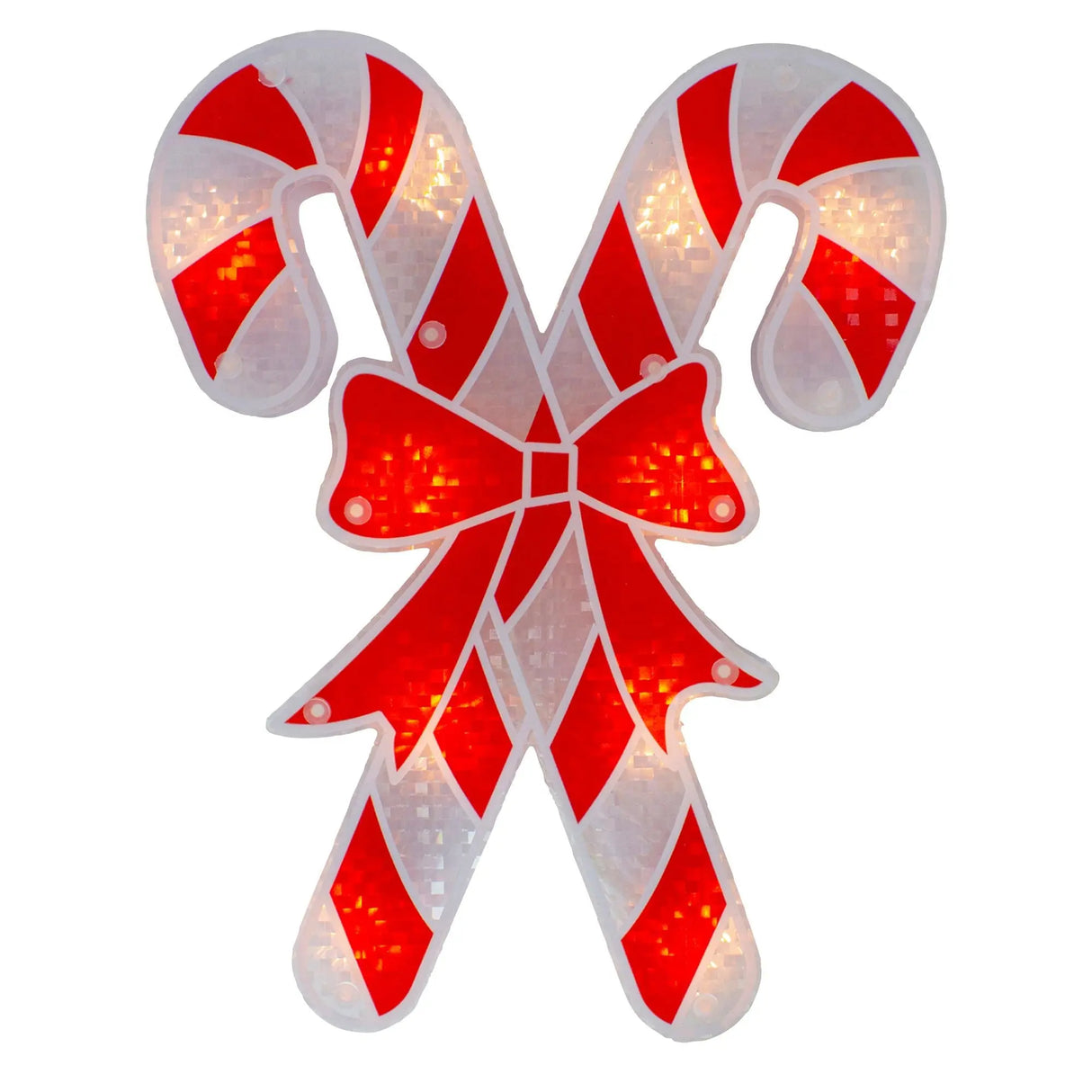 Northlight Holographic Candy Cane Window Silhouette (12") | Red & White LED Décor Northlight