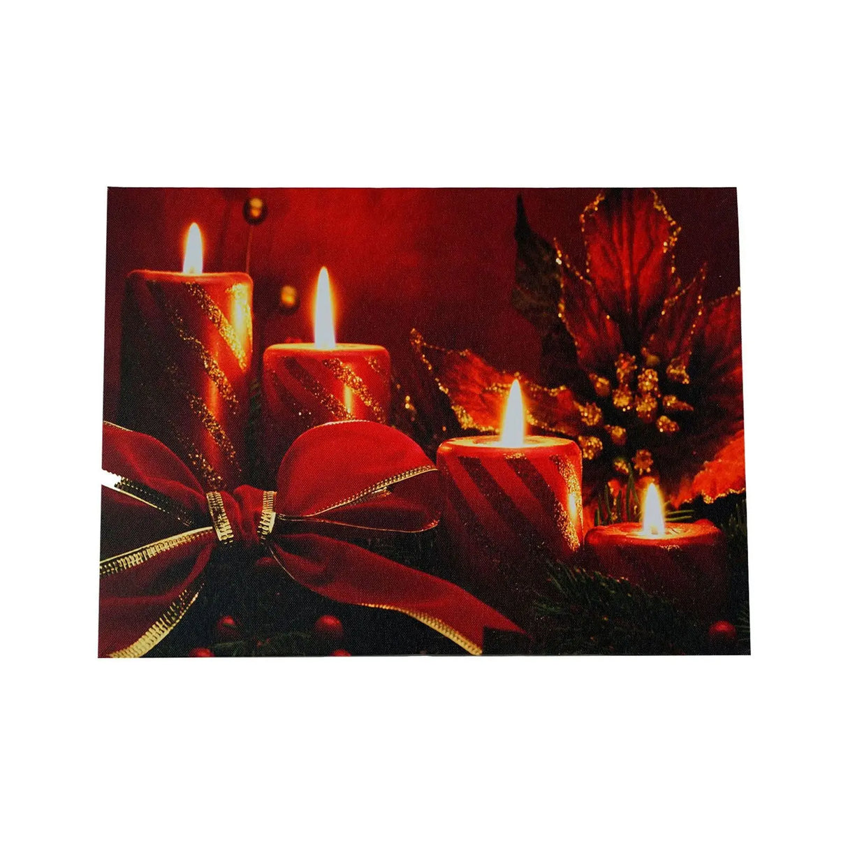 Northlight Red Glitter Candles with Poinsettia & Bow (LED) | Festive Wall Décor Accent Northlight