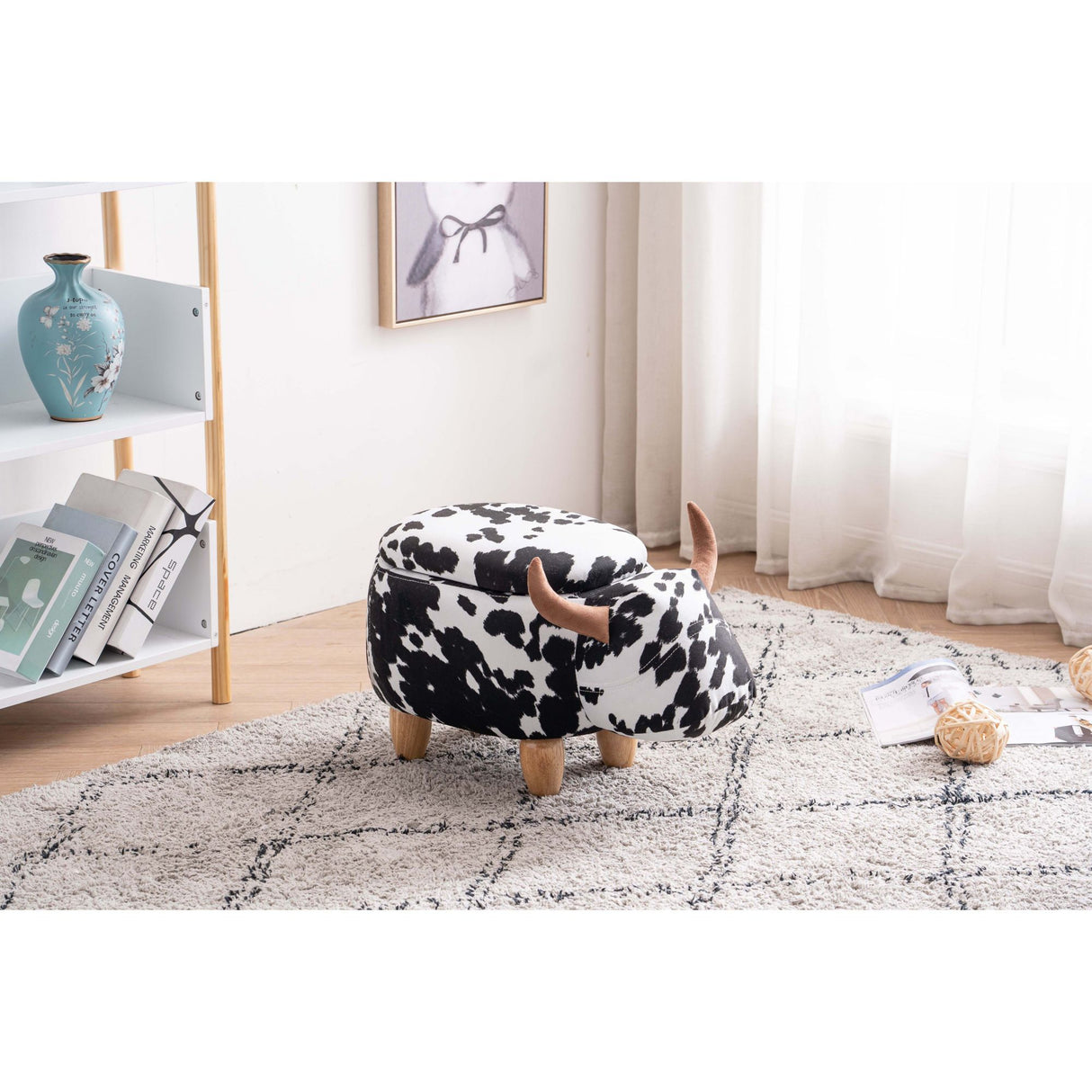 Connor the Cow plush ottoman