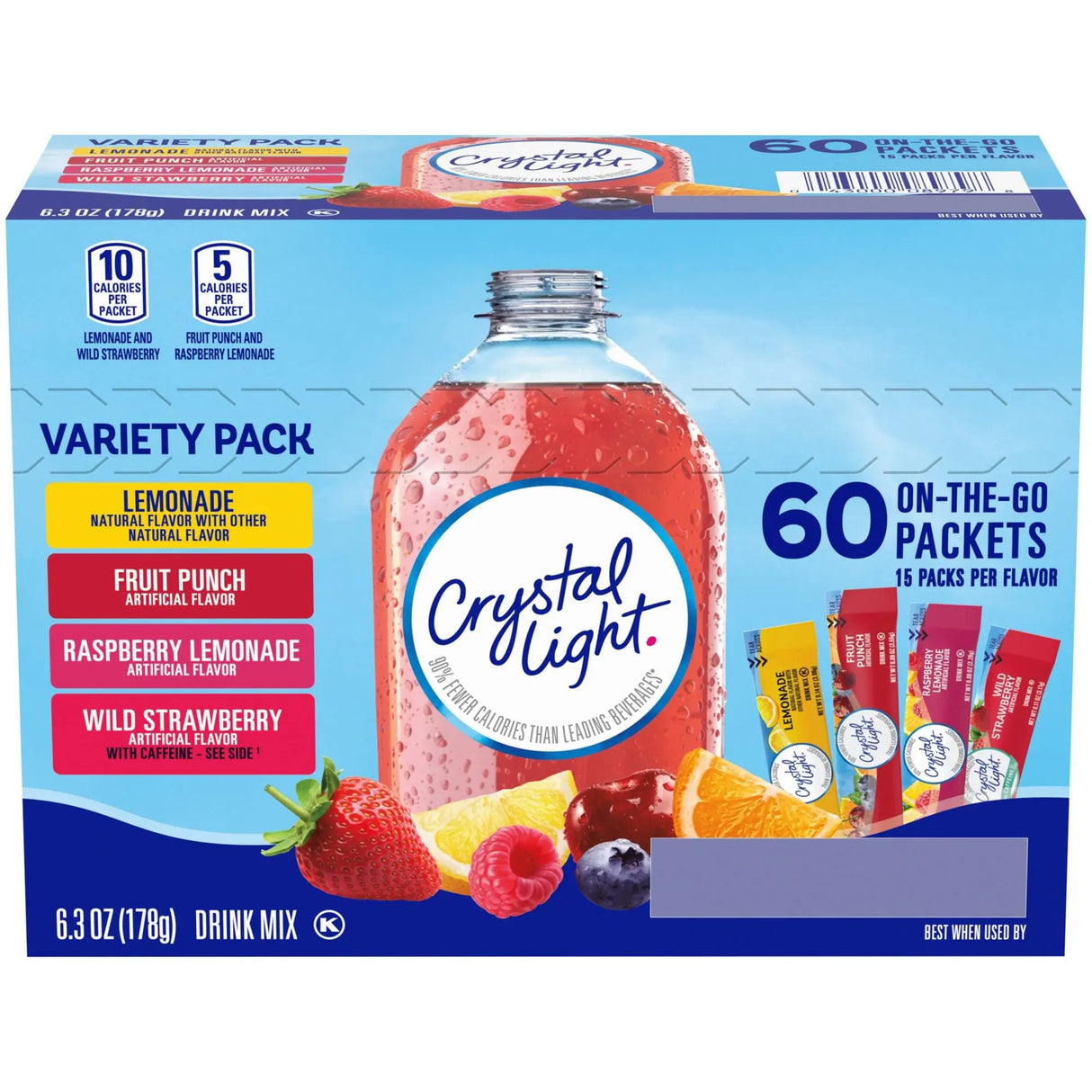 Crystal Light Variety Drink Mix (60-Pack) | On-the-Go Flavor Packets Crystal Light