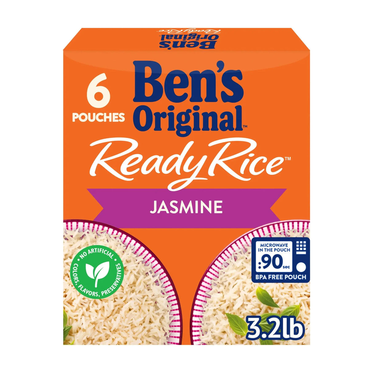 Ben's Ready Rice Jasmine (6-Pack, 8.5 oz Each) | Microwaveable Fragrant Rice Ben's Original