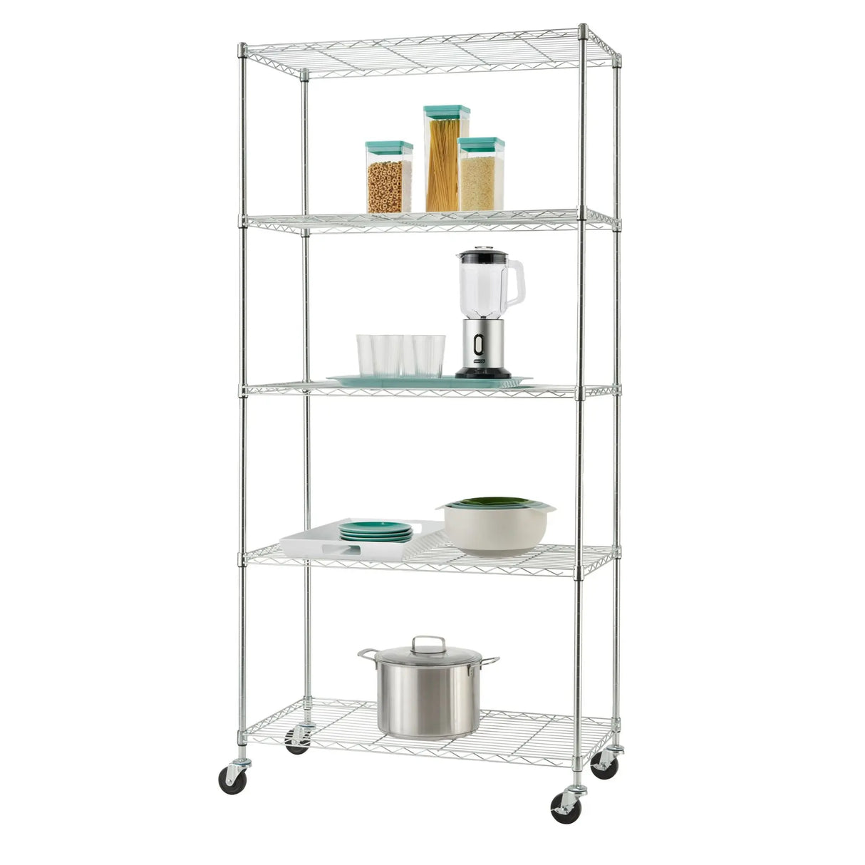 Trinity Basics 5-Tier Wire Shelving | NSF Certified, Mobile Storage Trinity