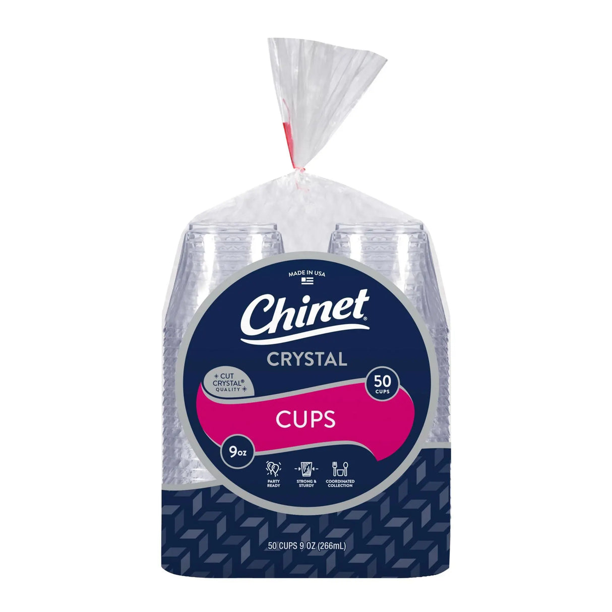 Chinet Crystal Cups (9 oz, 100 ct) | Clear Disposable Beverage Cups Chinet