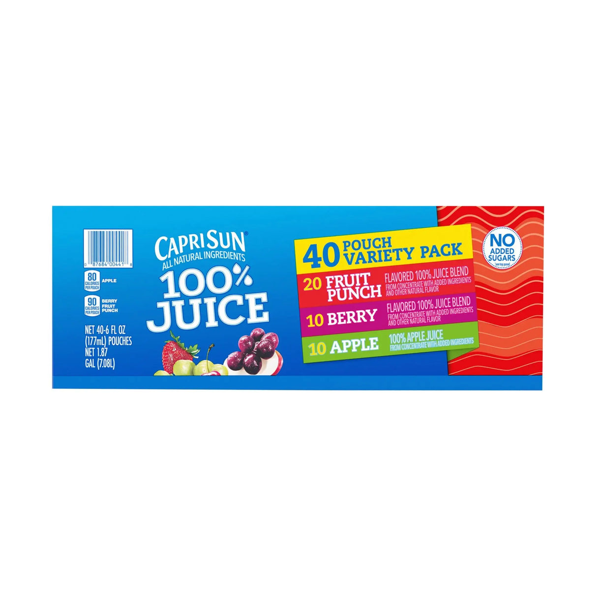Capri Sun 100% Juice Variety Pack (40-Pack, 6 oz Each) | Pure Fruit Pouches Capri Sun