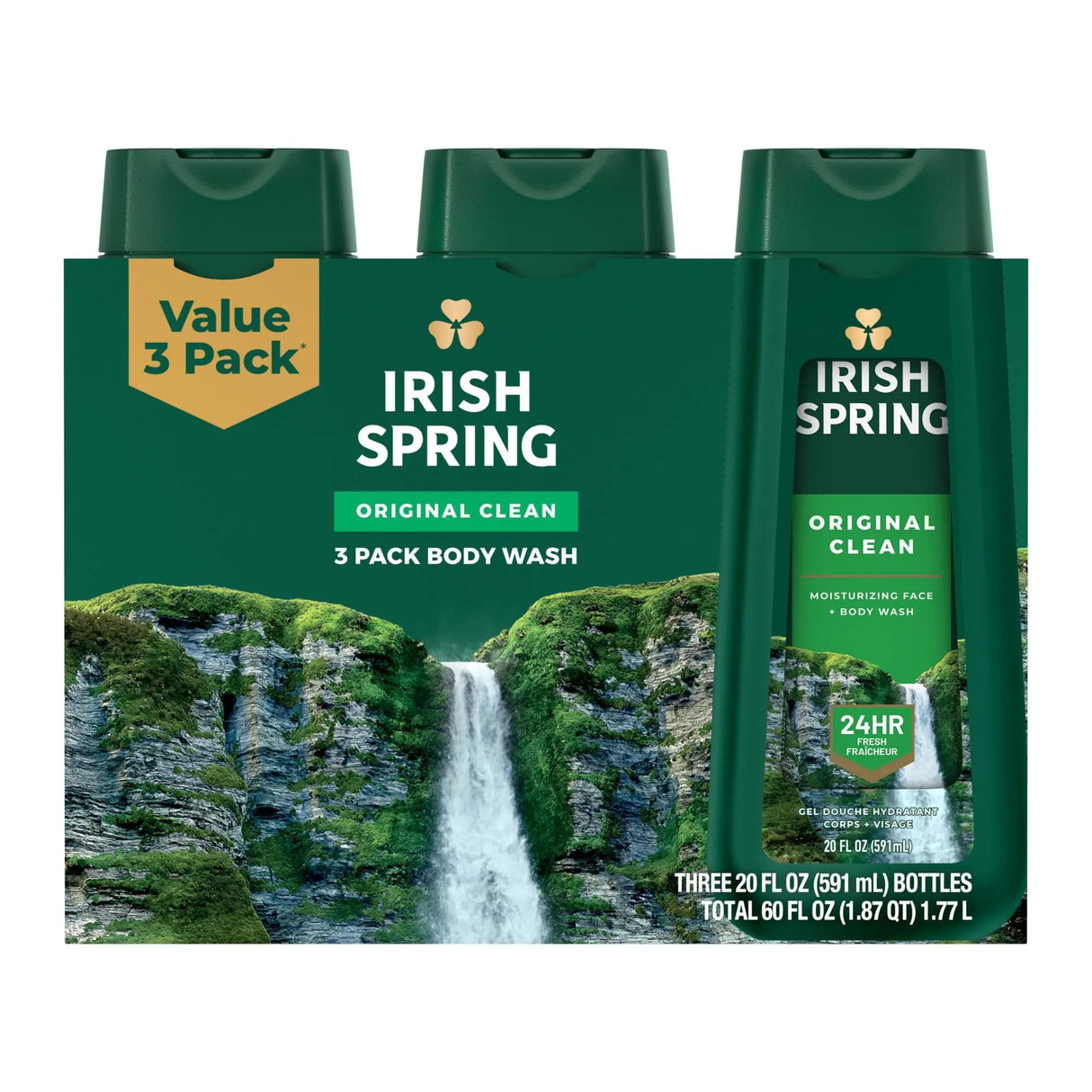 Irish Spring Men's Body Wash (3-Pack, 20 oz Each) | Cool Fresh Scent & Deep Clean Irish Spring