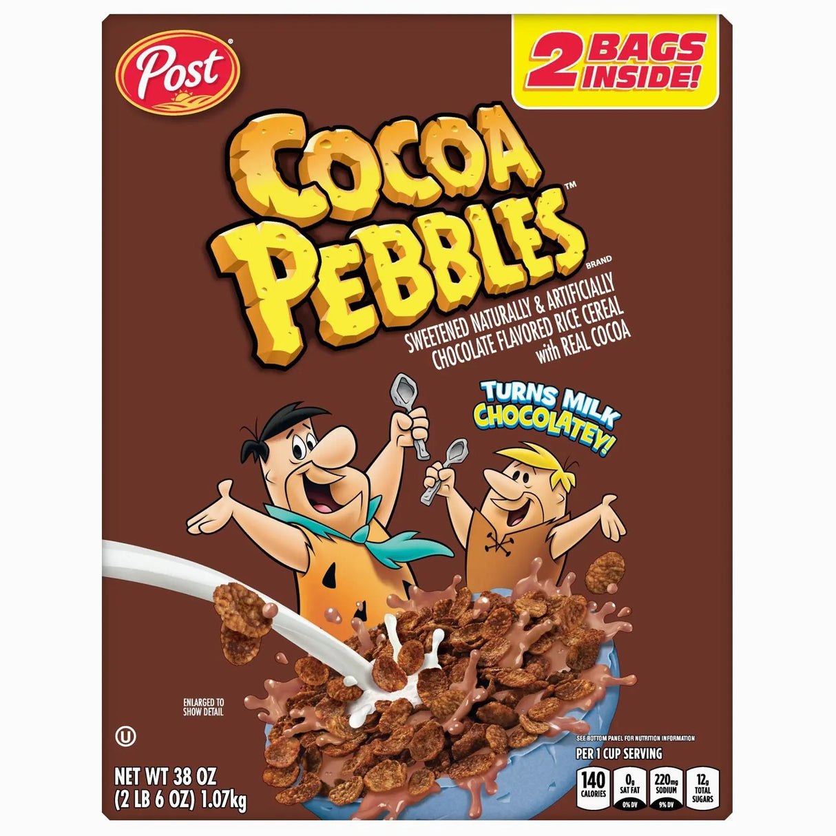 Post Cocoa Pebbles Cereal (38 oz) | Gluten-Free Crispy Rice with Rich Cocoa Flavor Cocoa Pebbles