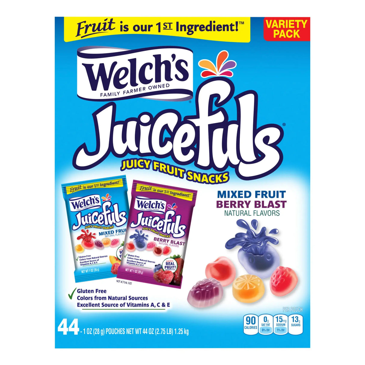 Welch's Juicefuls Fruit Snacks (44 ct) | Mixed Fruit & Berry Blast Welch's