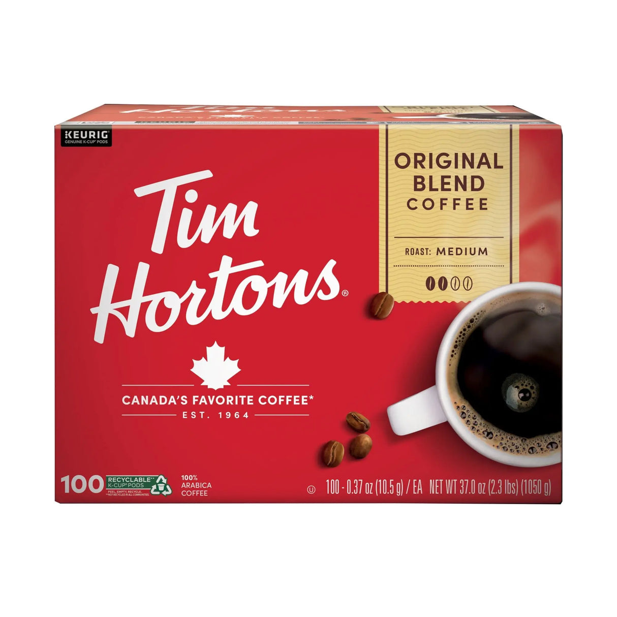 Tim Hortons Original Coffee Pods (100-Pack) | Canadian Classic Medium Roast Tim Hortons