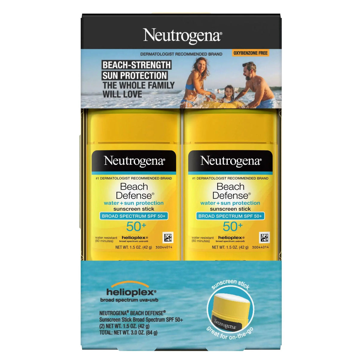 Neutrogena Beach Defense Sunscreen Stick SPF 50+ (2-Pack, 1.5 oz Each) | Water-Resistant UVA/UVB Protection On-the-Go Neutrogena