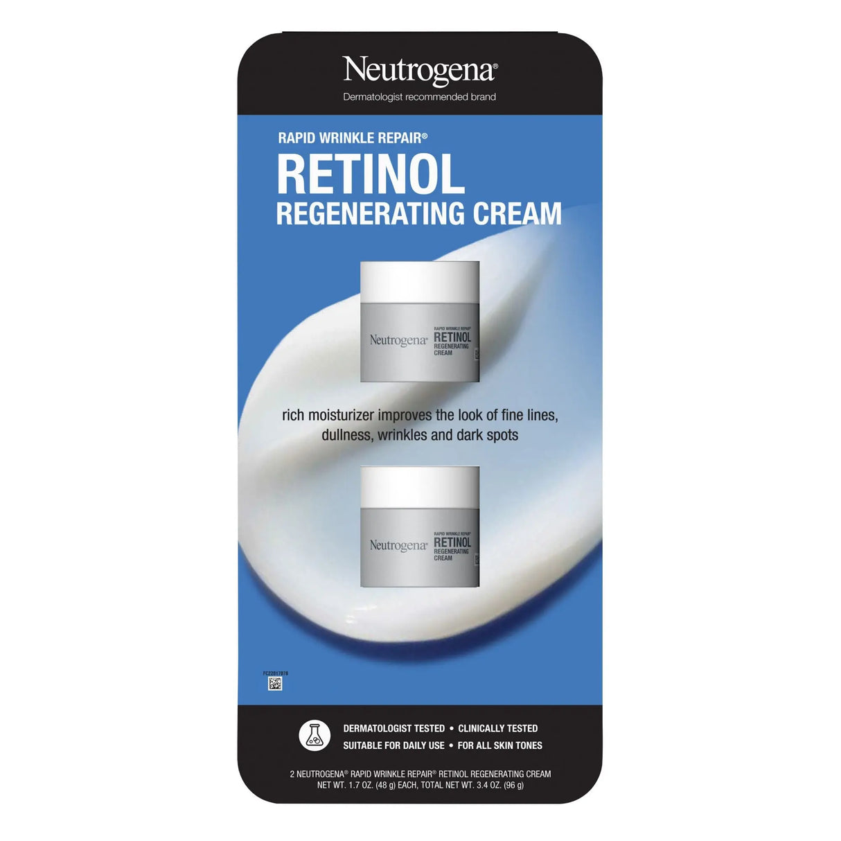Neutrogena Rapid Wrinkle Repair Retinol Cream (2 x 1.7 oz) | Fast-Acting Anti-Aging Results Neutrogena