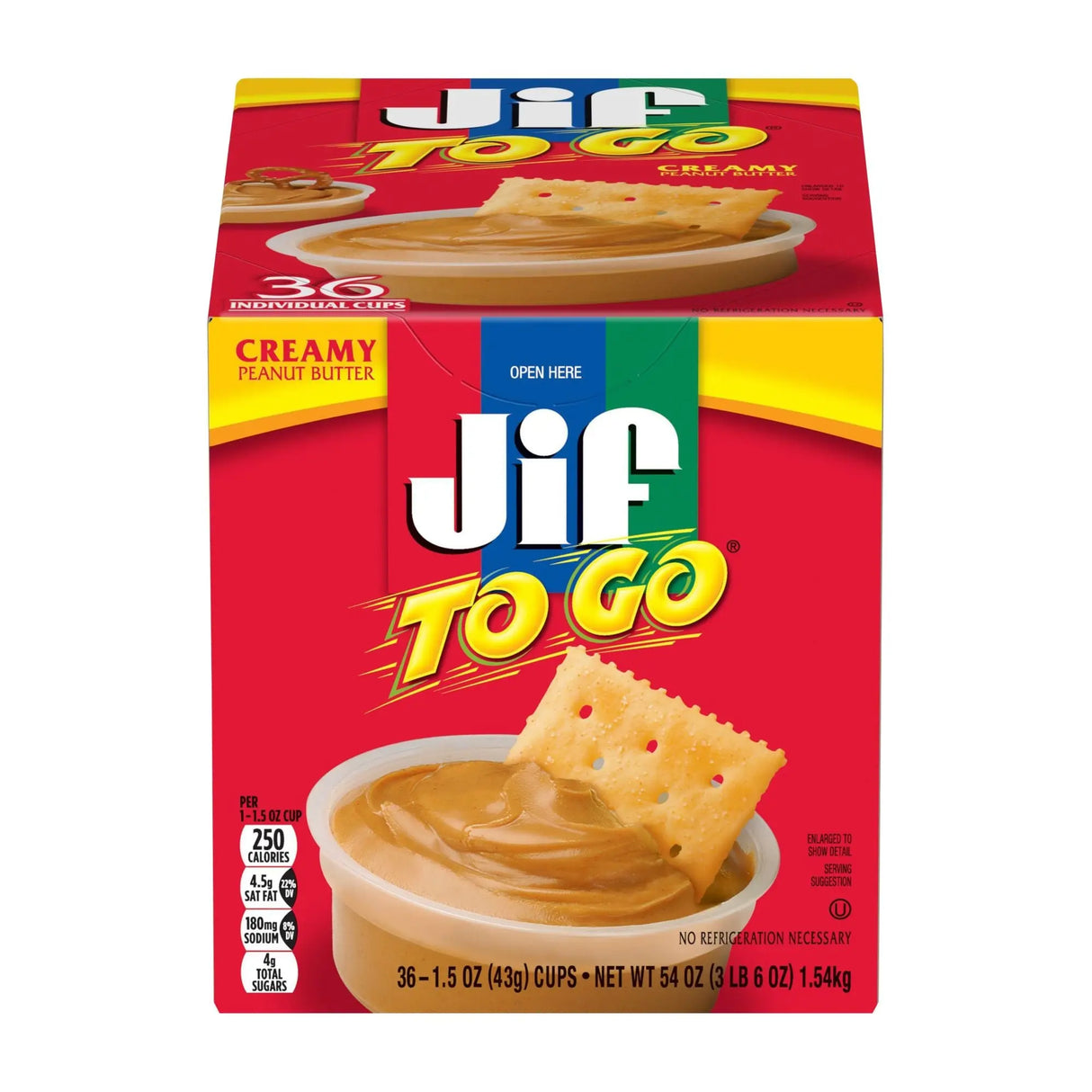 Jif To Go Peanut Butter (36-Pack, 1.5 oz Each) | Smooth, Snack-Size Creamy Spread Jif