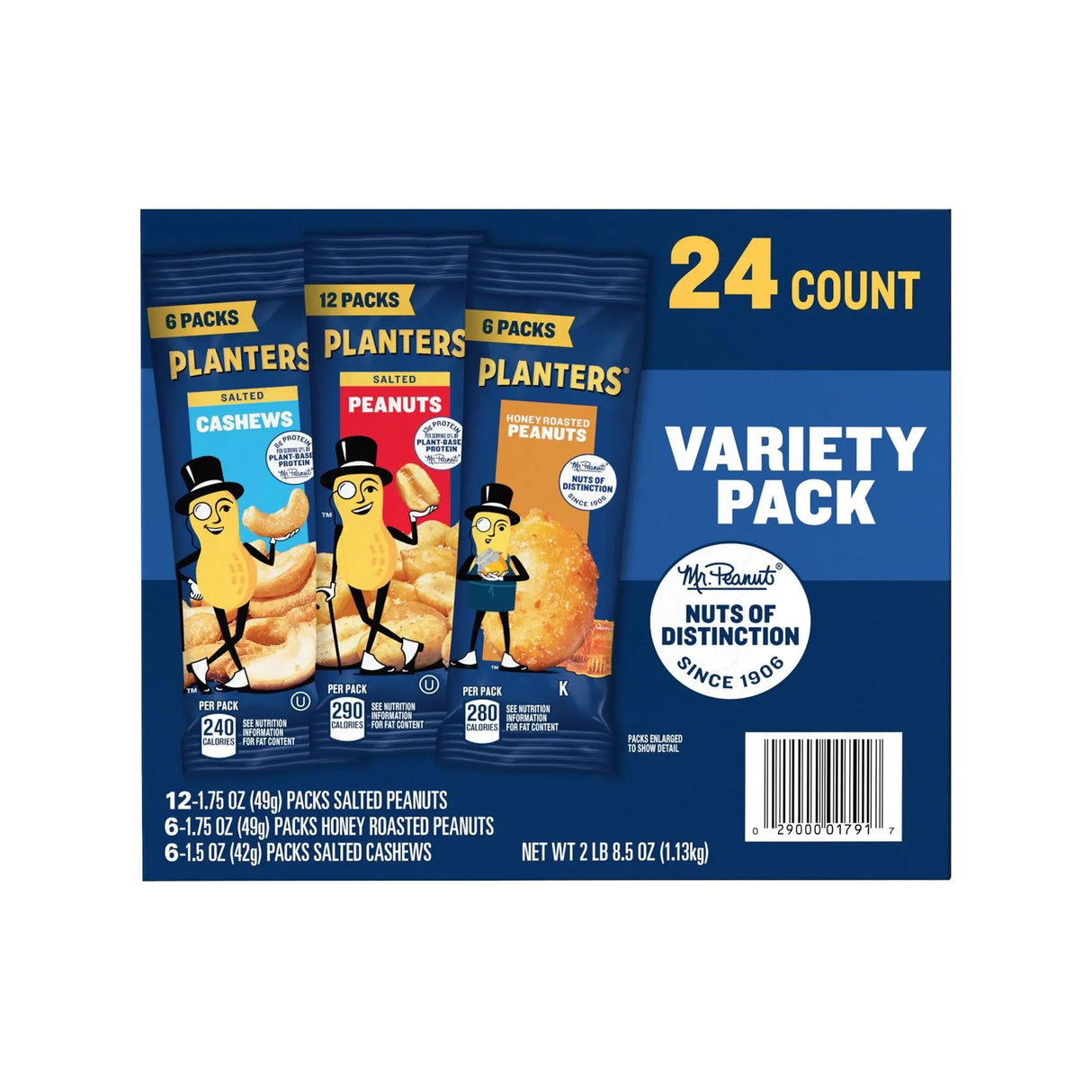 Planters Nut Variety Pack (24-Pack) | Single-Serve Protein Snacks Planters