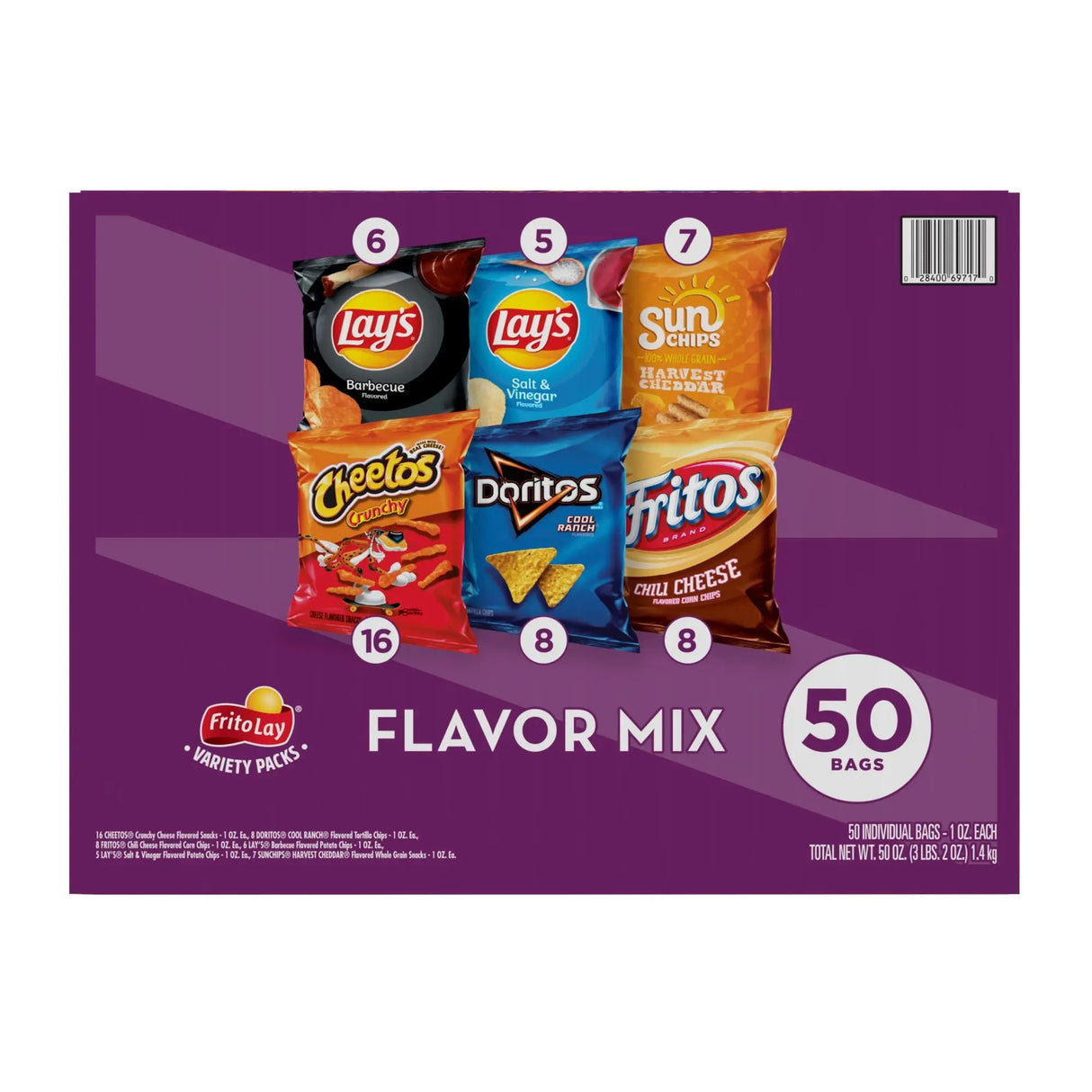 Frito-Lay Flavor Mix Snacks (50-Pack) | Family Variety Pack of Chips & Treats Frito-Lay