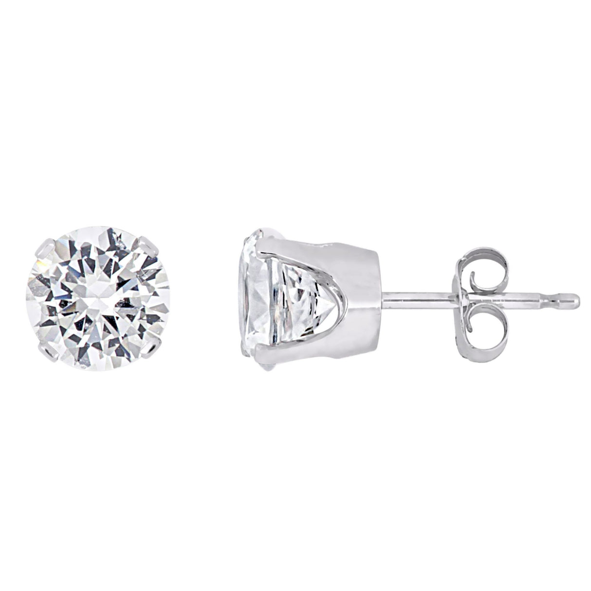 White Sapphire Stud Earrings in 10K White Gold 2.6 ct