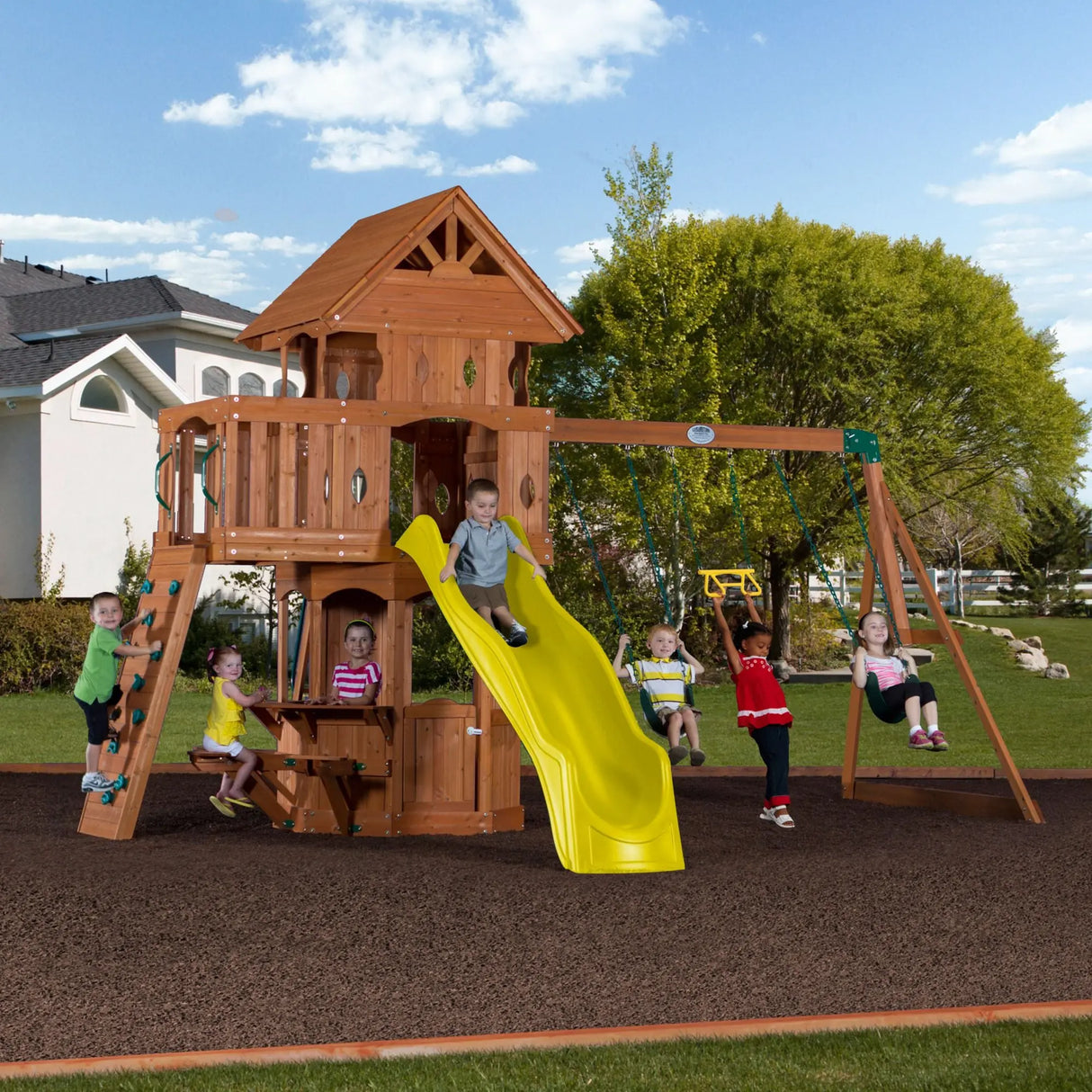 Backyard Discovery Cedar Swing Set | All-Cedar Play Structure with Dual Swings Backyard Discovery