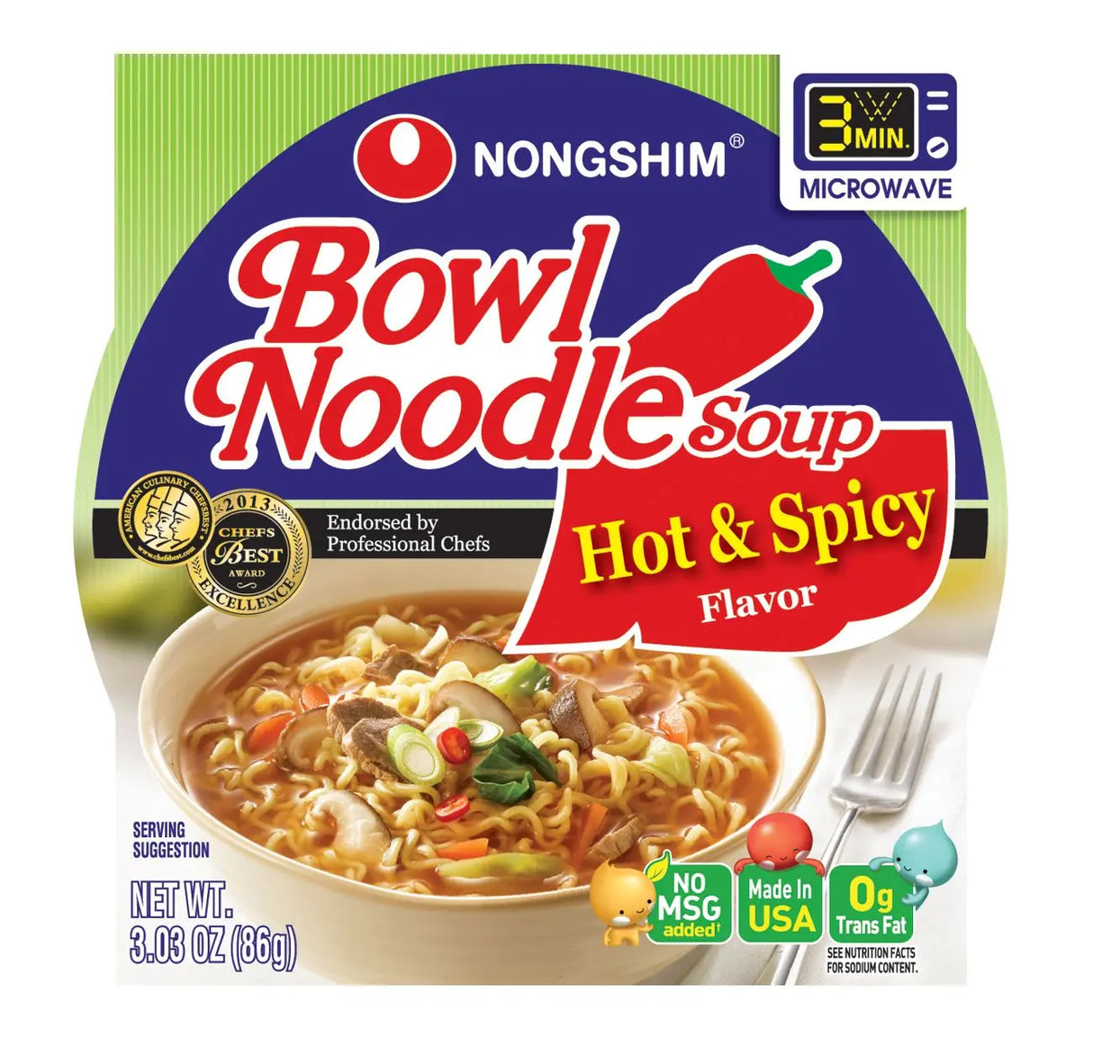 Nongshim Hot & Spicy Ramen Bowls (12-Pack) | Bold Flavor Noodle Soup Nongshim