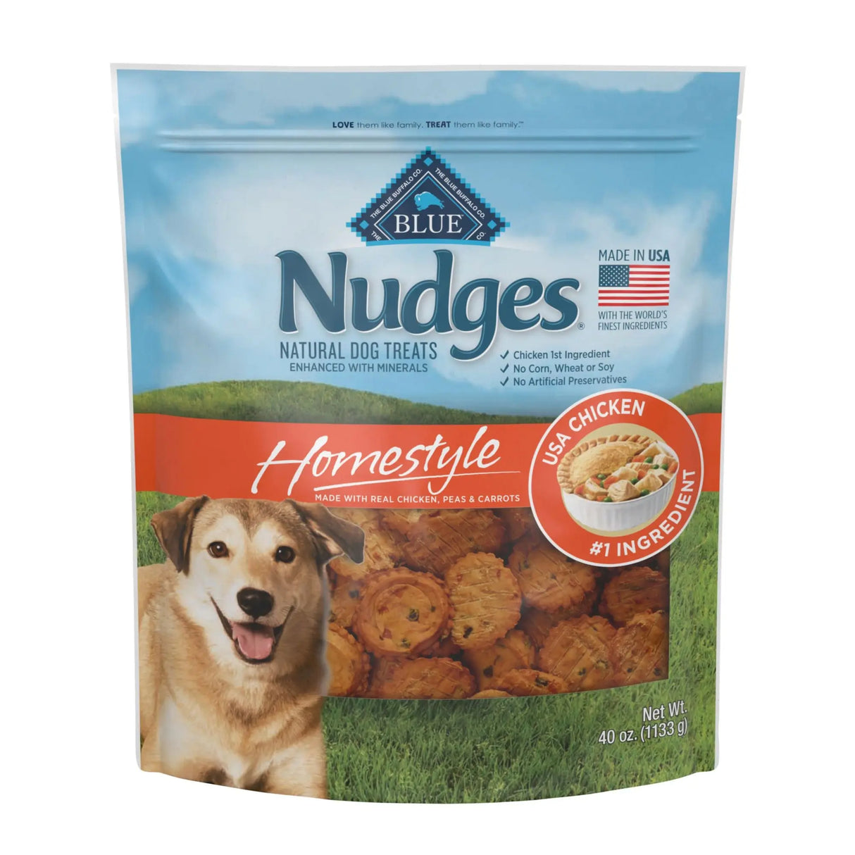 Blue Buffalo Nudges Chicken Dog Treats (40 oz) | Homestyle Natural Crunch Blue Buffalo