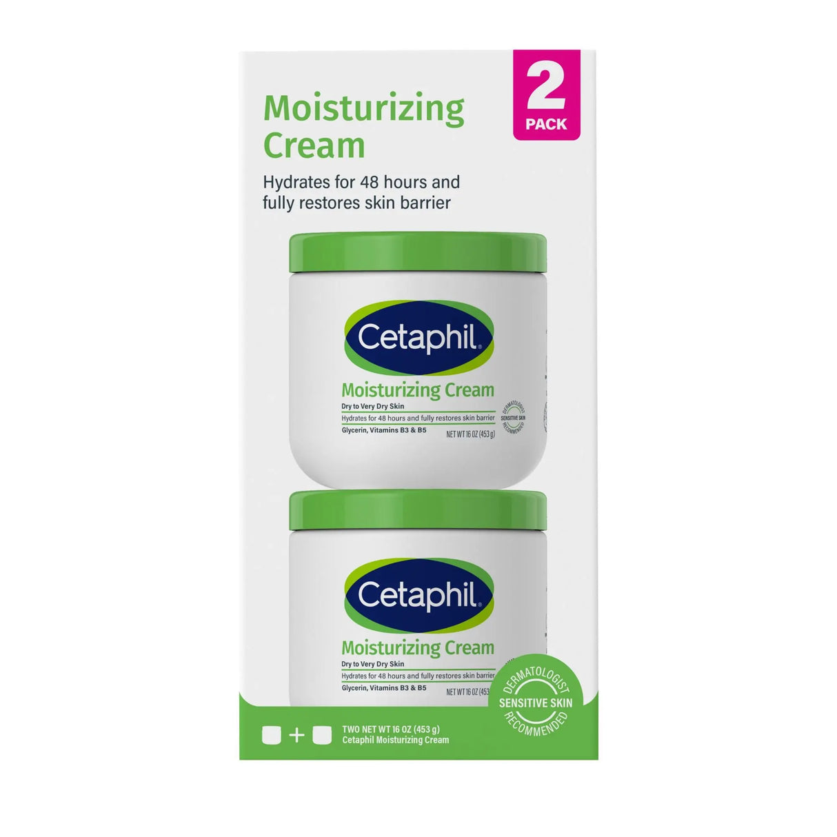 Cetaphil Moisturizing Cream (2×16 oz.) | Non-Greasy, Lasting Hydration Cetaphil