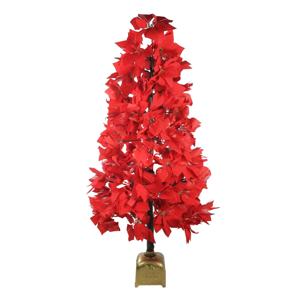 Northlight Poinsettia Fiber Optic Tree (4', Color-Changing) | Red Holiday Decor Northlight