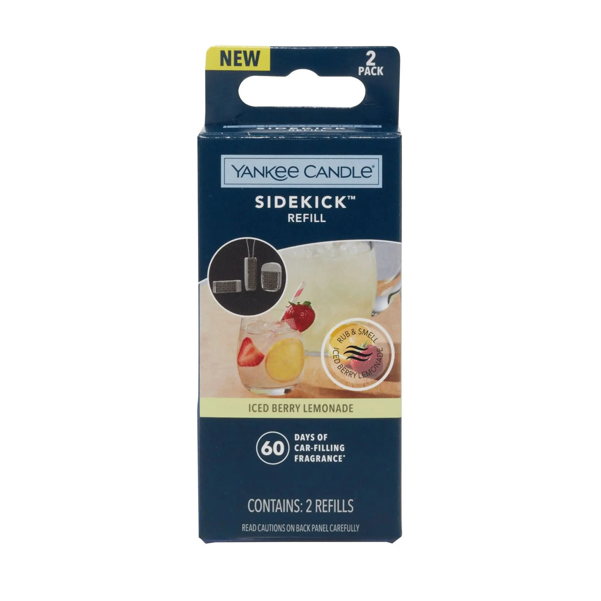 Yankee Candle Iced Berry Lemonade Refills (2-Pack) | Sidekick Vent Clip with Sweet Citrus Scent Yankee Candle