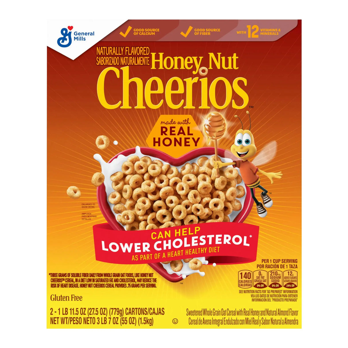 Honey Nut Cheerios Cereal (55 oz) | Whole Grain & Honey Flavor General Mills