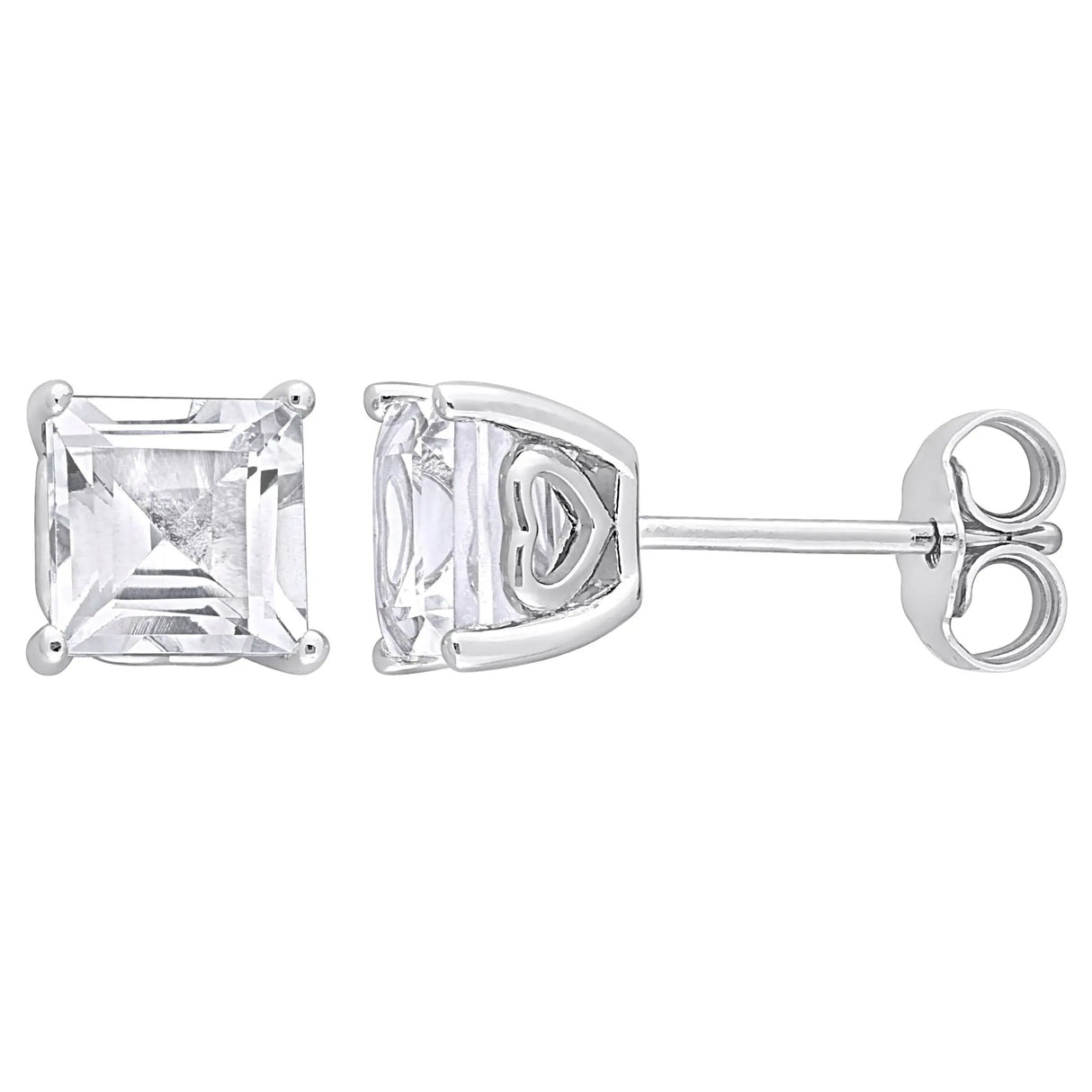White Topaz Princess Cut Stud Earrings (2.63 ct t.w.) | Sparkling Style in Sterling Silver Settings AFS Wholesale Shop