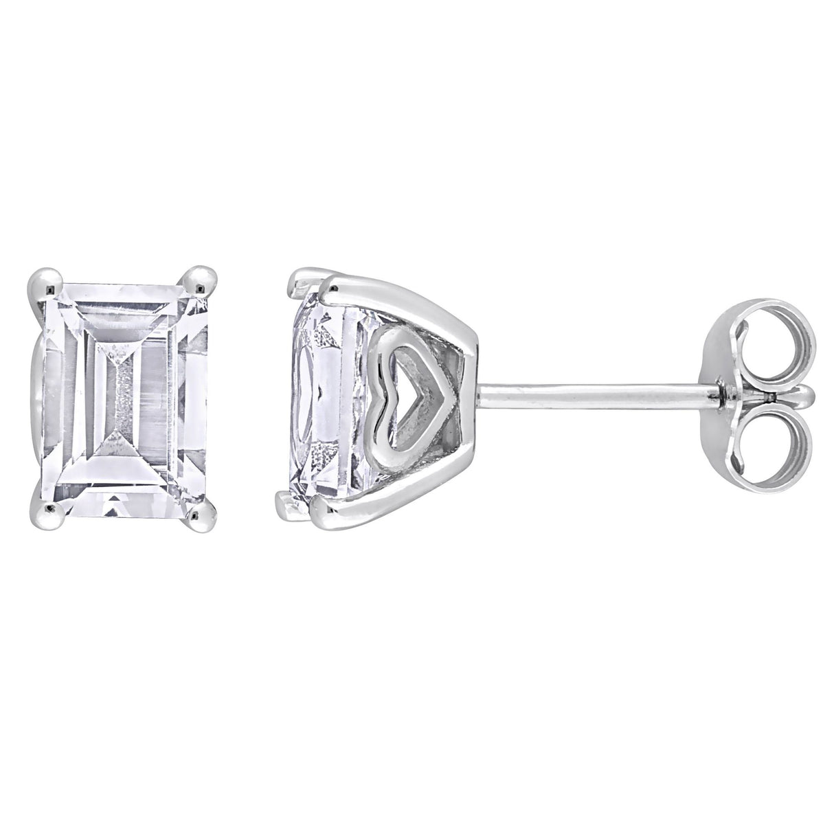 Octagon White Topaz Stud Earrings in Sterling Silver