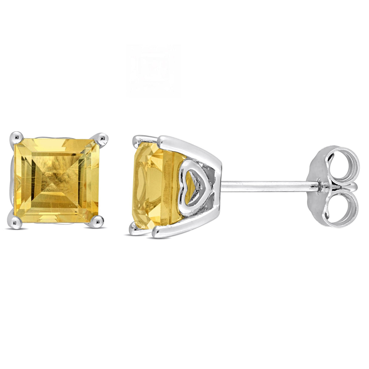 Square Citrine Stud Earrings (2.10 ct. t.g.w., Sterling Silver) | Bright, Elegant Sparkle in Classic Setting AFS Wholesale Shop