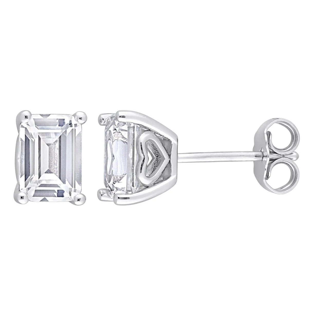 Octagon White Sapphire Stud Earrings (3.20 ct t.w., Sterling Silver) | Classic Geometric Sparkle AFS Wholesale Shop