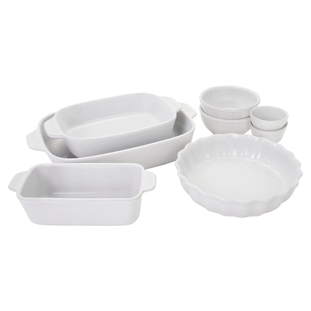 Henckels Ceramic Mixed Baking Dish Set (8-Piece, White) | Durable Nonstick Bakeware in Assorted Sizes Henckels