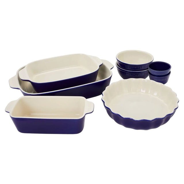 Henckels Ceramic Baking Dish Set (8-Piece) | Blue Stoneware for Baking & Serving Henckels