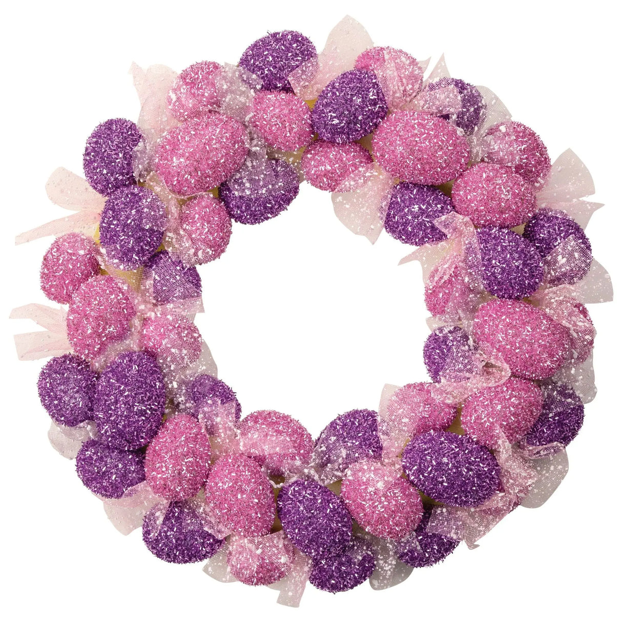 Northlight Easter Egg Wreath (20", Pink & Purple) | Glittered Spring Wreath for Front Door Northlight